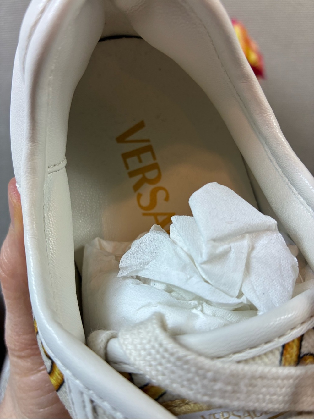 Versace Women’s Chain Stripes Greca Fabric Sneakers - EU Size 39 = US 9 NIB - Picture 5 of 10